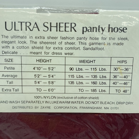 Vintage Ultra Sheer Sandlefoot Pantyhose w cotton shield burgundy color petite - Picture 6 of 9
